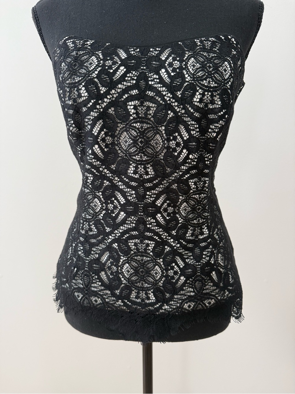 White House Black Market Black Lace Strapless Bustier Top Size 10